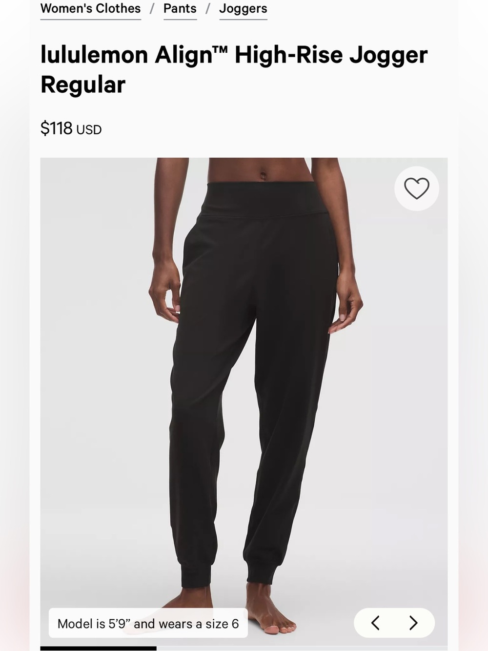 lululemon Align™ High-Rise Jogger
Regular (6) black 28'